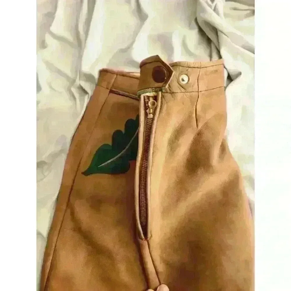 Vintage German Leather Womens Shorts 60's Size‎ M SEE PHOTOS Hipster Classy